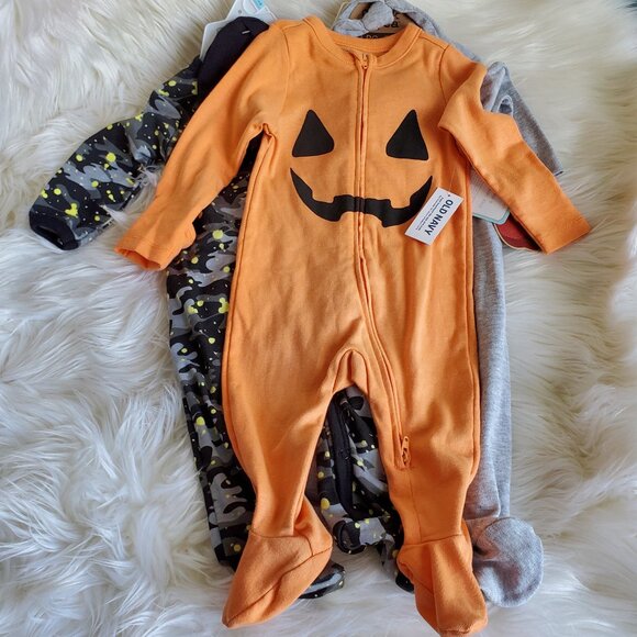 Chick Pea/Contact/Old Navy Unisex Baby Onesie Pajama Bundle SZ 6-9M - Picture 1 of 14